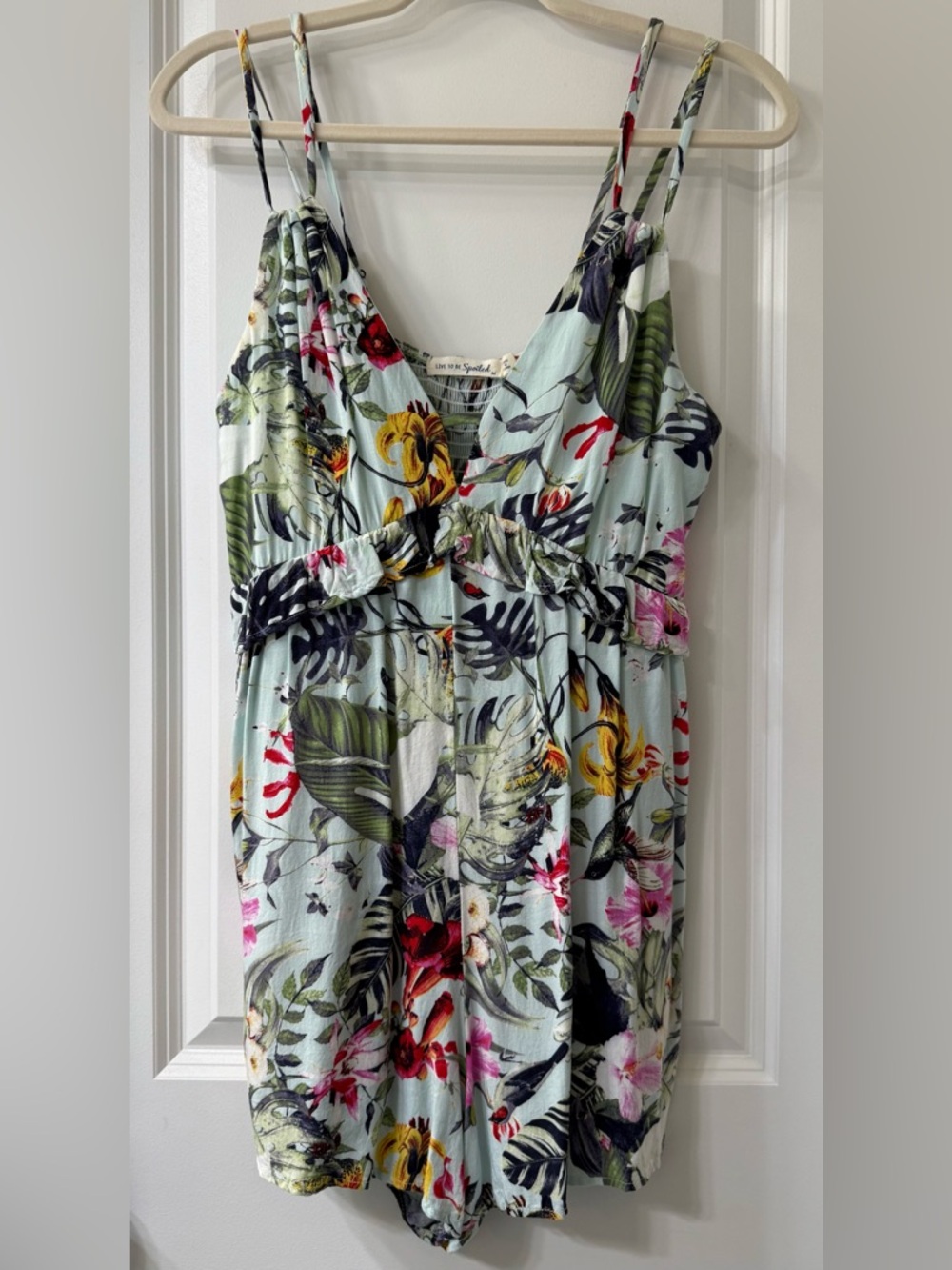 “Live to be Spoiled” Tropical Print Romper- M